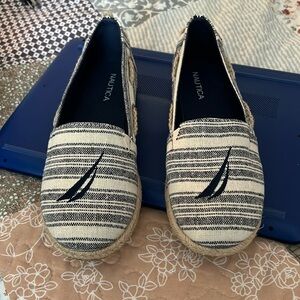 Nautica size 8 navy stripe flat slip on shoe